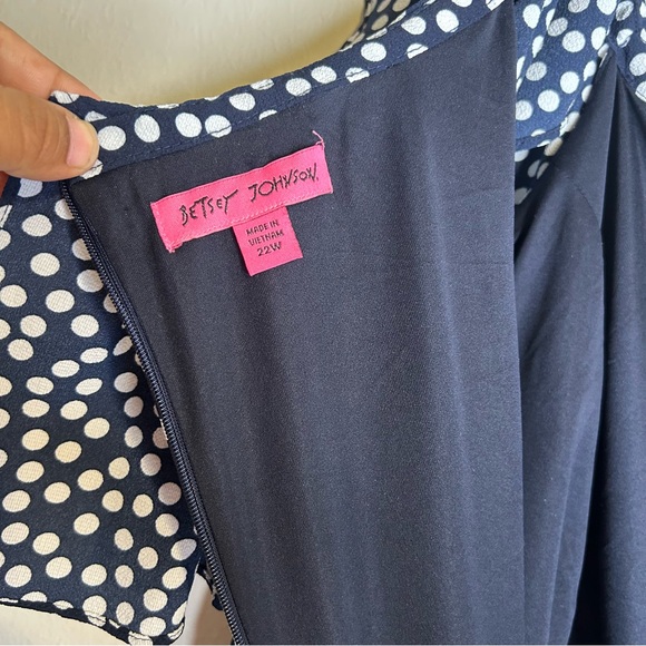 BETSEY Johnson Navy White Polka Dot Ruffle Elastic Top Jumpsuit‎ Size 22W - Picture 6 of 15